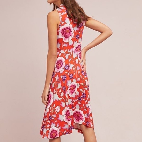 Anthropologie Maeve Cleary Bright Pink Floral Sleeveless Dress Size X-SMALL - Picture 5 of 17